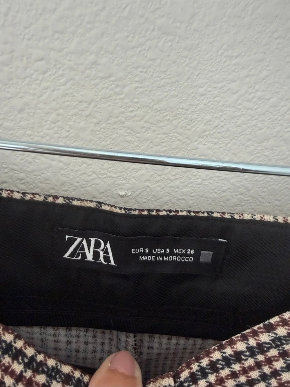 Zara Tan and Black Plaid A-Line Button-Front Skirt